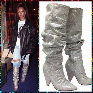 silver slouch boots